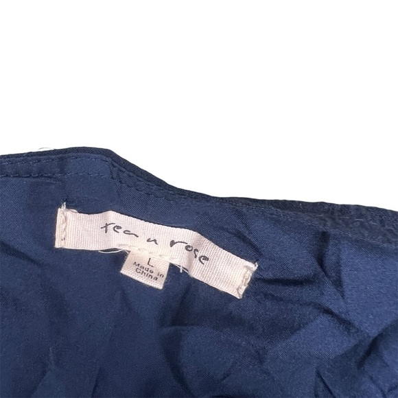 Tea n Rose Cotton Cottage Core Navy Prairie Dress with Eyelet Floral Embroidery - Picture 3 of 6